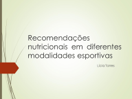 Recomendações Nutricionais em Diferentes Modalidades